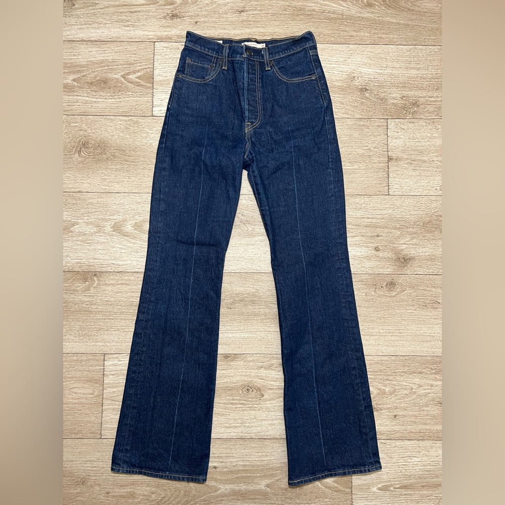 LEVI'S PREMIUM Medium Wash High Rise RIBCAGE BOOT Button Fly Jeans Sz 26 (26x32)